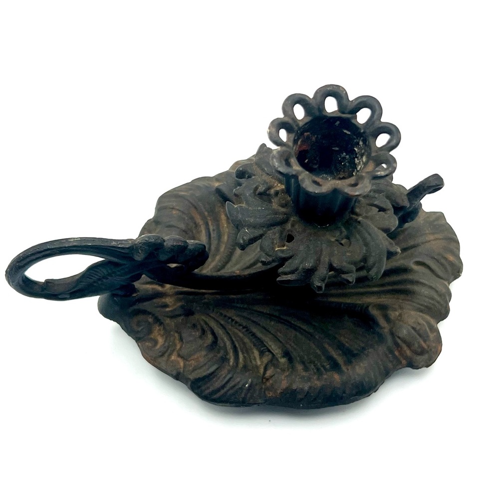 Vintage Ornate Cast Iron Candle Holder
